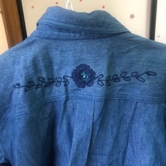 Tee-House 刺繍デニムブルー長袖シャツの画像
