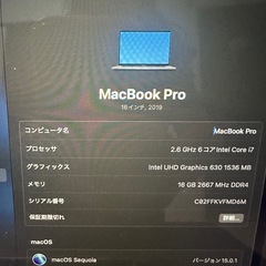 【美品・高性能】MacBook Pro 16インチ 2019｜i...