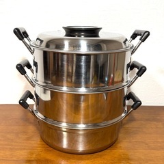 (取引中)レトロ せいろ 3段 蒸し器 27cm