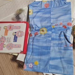 水色花柄浴衣　ゆかた着付セット