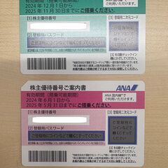 ANA株主優待券　2枚　1枚は5月期限