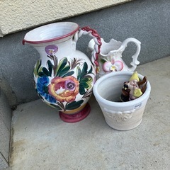花瓶、陶器の鉢　３点