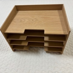 無印　木製書類整理トレー2つ
