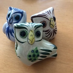 フクロウ置物３点セット
