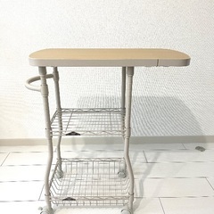 廃盤 貴重 ルミナス”リシェ”キッチンワゴン スチールラック ミルクティー色の画像