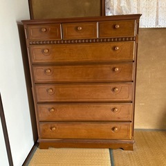 木製ブラウンチェスト 7引き出し