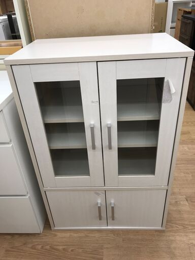 ☆ジモティー割あり☆KJ10022 ミニ食器棚 ホワイト H90×W60×D39 