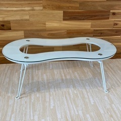 【ガラス天板インテリアテーブル】強化ガラス／約90cm×38cm...