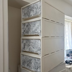アイリスオーヤマ衣装ケース4個  リメイクシート加工