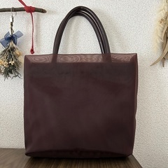 バーガンディ花柄刺繍トートバッグ 花柄刺繍のオシャレなバッグ