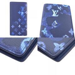 ルイヴィトン LOUIS VUITTON 長財布 モノグラム ウォーターカラー ポルトフォイユ・ブラザ M80465 ネイビーの画像