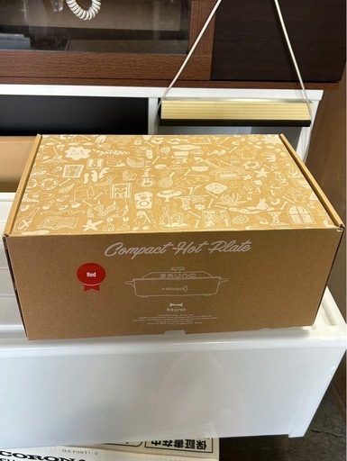 E1203   コンパクトホットプレート　BRUno 赤　RED 開封済み未使用品　たこ焼きプレート付き