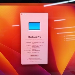 MacBook Pro2017 A1708 SSD 250GB 16GB i5の画像