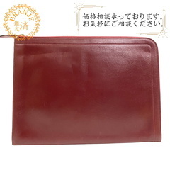エルメス HERMES クラッチバッグ ポーチ レザー ジップコ...