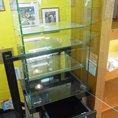 開店セール中につき、通常特価43,978円より20％引きの35,182円!　ガラスショーケース　コレクションケース　ガラス棚3枚　引き出し付き　展示 コレクション 什器の画像