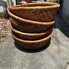 昭和　竹製円形ざる4個セット