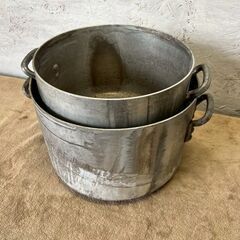 アルミ製 寸胴鍋 蓋なし 2個セット まとめ売り 30φ 33φ 30cm 33cm 厨房 厨房機器 店舗 店舗用品 調理器具 両手鍋 アルミ 調理鍋 Y1352の画像
