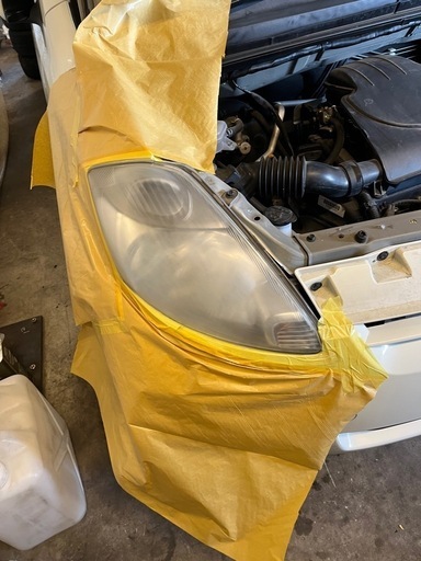 車ヘッドライト　磨きコーティング　車検時に
