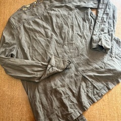 GREEN TRIBE カーキスパンコールノーカラーショートジャケット　Fの画像