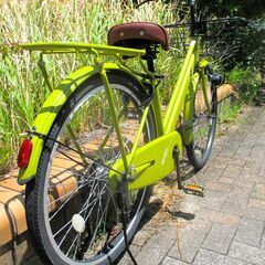 中古自転車 GO-OUT ママチャリ 自転車 26インチ イエロー 通勤 通学 近所のお出掛けなどにの画像