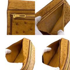 エルメス HERMES 二つ折り財布 ベアンクラシック オーストリッチ ブラウン