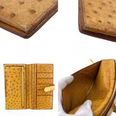 エルメス HERMES 二つ折り財布 ベアンクラシック オーストリッチ ブラウン