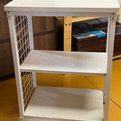オープンラック　ホワイト　メッシュ　スチール　3段の画像