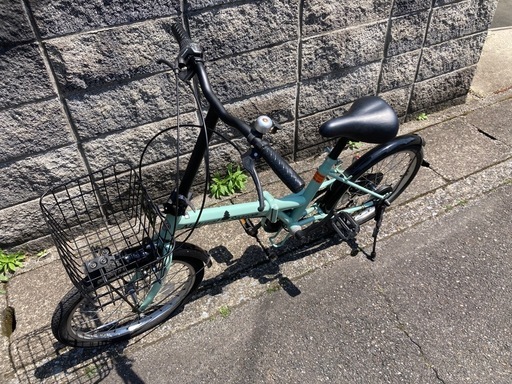 折りたたみ自転車】美品❗️20インチ 6段変速、前カゴ付❗️前後タイヤ
