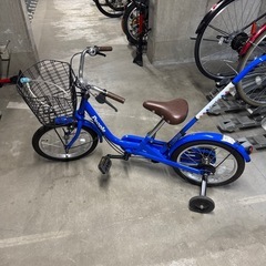 子供用自転車People　16インチ　舵取り押し手棒付き・補助付き