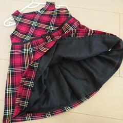 未使用に近い【90cm】子供服 ベビー服 女の子 チェック柄 ワンピース 赤 発表会の画像