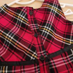 未使用に近い【90cm】子供服 ベビー服 女の子 チェック柄 ワンピース 赤 発表会の画像