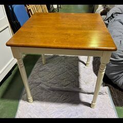 札幌限定配送/お引き取り可◆家具◆不二貿易◆ダイニングテーブル◆フレンチカントリー調◆W74 D74 H72の画像