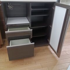 ★ジモティ割あり★  レンジ台 ブラック H100×D50×W90 クリーニング済み TK5227の画像