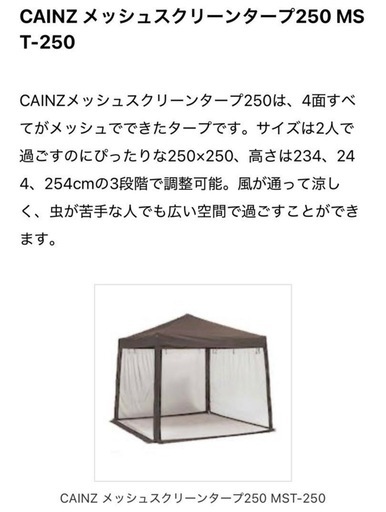 カインズ メッシュスクリーンタープ 250 MST-250【used】 - メルカリ