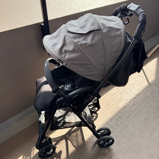 【美品】combi コンビ ロングフィット48 グレー ベビーカー 両対面式 黒