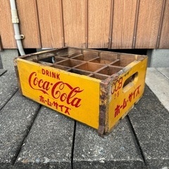 コカコーラ Coca-Cola 木製ビン収納ボックス 木箱 ホームサイズ ケース 2つ レトロ コレクションの画像
