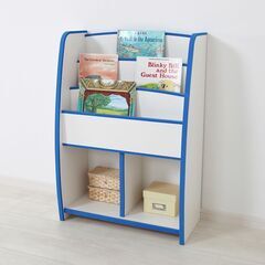 【新品】マガジンラック フチカラー：ピンク 幅63cm×奥行30cm×高さ90cm 日本製 子供家具 完成品の画像