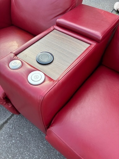 やや傷有り ニトリ Nストラス RE 電動リクライニングソファ ユニットテーブル付き