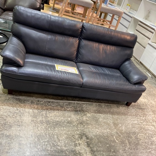 ワイド2人掛けソファ　ブラック