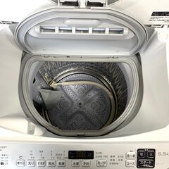 25C225_ジC SHARP シャープ 5.5kg全自動洗濯機 ES-TX5E-S 2021年製 生活家電 現状品 中古の画像