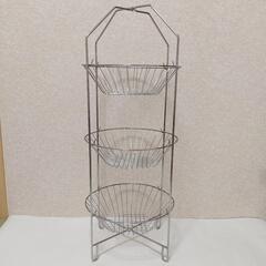 スチールラック　かご　ラック　3段　フルーツ　果物　野菜　収納　網棚の画像
