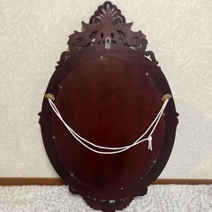 アンティーク  ミラー 鏡 壁掛け 木製 彫刻 vintage ビンテージ 赤茶 家具の画像