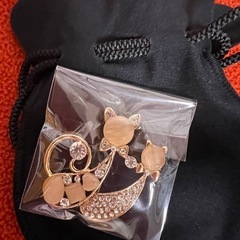 キラキラ猫のブローチ