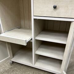 ニトリ 家具 SLM8075S キッチン 食器棚 カウンターワゴン キャスター付き リズバレー ホワイト リサイクルショップ札幌 買取本舗 平岸店の画像