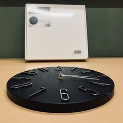 電波式 静音壁掛け時計（ブラック）WOODGRAIN WALL CLOCKの画像