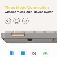 【新品】Flow Lite 100キーロープロファイルメカニカルキーボード、75％スワップ可能な充電式ワイヤレスキーボード2.4G無線接続、Bluetooth接続、Windows、Macの有線接続/スペクターリニアキースイッチ（フラミンゴ）英语配列 技適認証取得 の画像