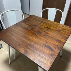 木製正方形テーブル ホワイト脚