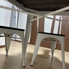 木製正方形テーブル ホワイト脚の画像