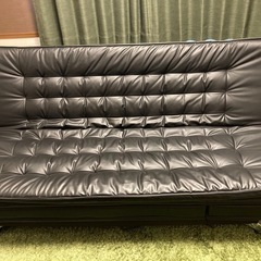 ニトリ ソファーベッド 合成皮革 ブラック