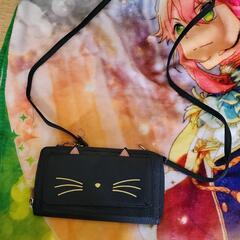 猫顔デザイン スマホショルダーバッグ